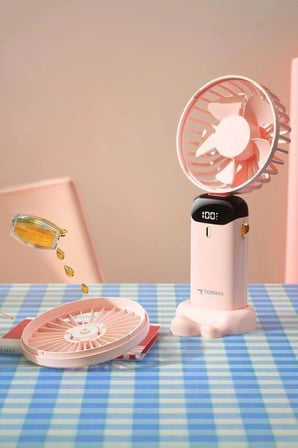 Özel Seri Torima F-19 Pembe Dijital Ekranlı Mini Masa Fan Vantilatör Çözüm Masaüstü Ofis