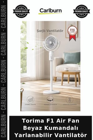 Premium Torima F1 Air Fan Beyaz Kumandalı Yarlanabilir Vantilatör Alternatif Seyahat Masa