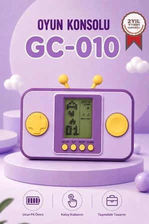 Torima GC-010 Mor El Atarisi Tetris Gameboy Joystick Nostaljik Hediye Yaşam Tarzı Renkli Eğlence