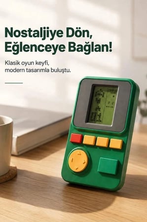 Delux Serisi Torima Oyun Kolu Atari Joystick Tetris Gameboy GC011 Yeşil Mini Eğlence Elektronik