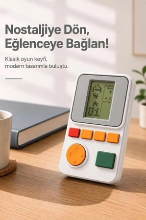 Torima Oyun Kolu Atari Joystick Tetris Gameboy GC011 Beyaz Eğlence Aracı Genç Hediyesi Seyyar Konsol