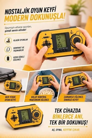 Premium Torima Oyun Kolu Atari Joystick Tetris Gameboy GC015 Sarı Zaman Renkli Sürpriz