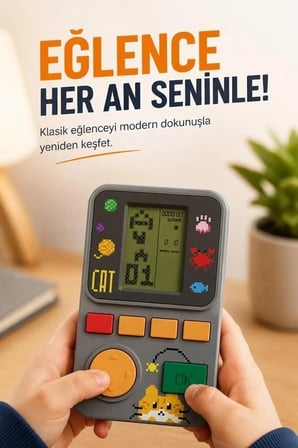 Özel Seri Torima Oyun Kolu Atari Joystick Tetris Gameboy GC017 Gri Retro Vakit Taşınabilir