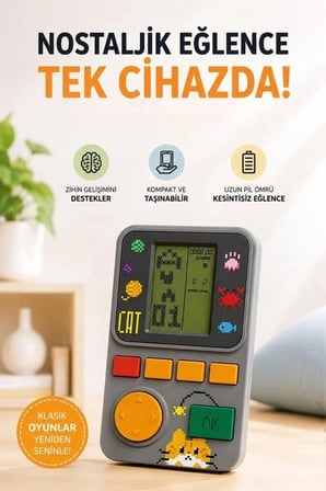 Özel Seri Torima Oyun Kolu Atari Joystick Tetris Gameboy GC017 Gri Retro Vakit Taşınabilir
