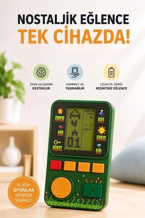 Özel Seri Torima Oyun Kolu Atari Joystick Tetris Gameboy GC017 Yeşil Jetonlu Cep Cihaz