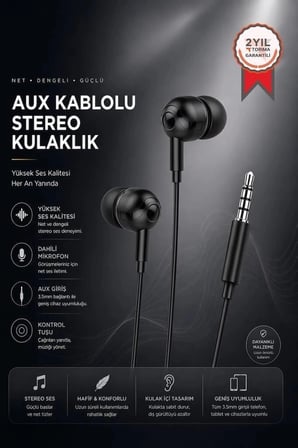 Premium Torima Kablolu Kulaklık Girişli H10 Siyah Müzik İletişim Stereo
