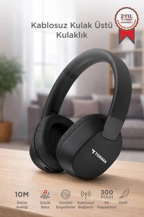 Torima Bluetooth Kulaklık Kulak Üstü Kablosuz Kulaklık HD50 Siyah Müzik Aleti Dinleme Aracı