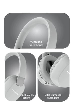 Premium Torima Bluetooth Kulaklık Kulak Üstü HD50 Gri Fonksiyonel Ürün Mobil Aksesuar Dinlenme Aracı