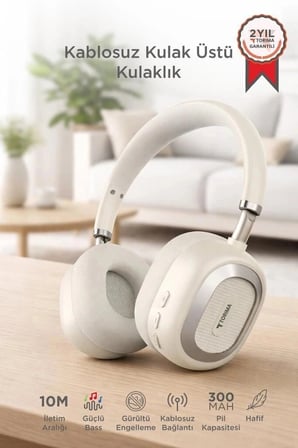 Özel Seri Torima Bluetooth Kulaklık Kulak Üstü HD70 Bej Telefon Eşyası Teknik Ürün Hediyelik Eşya