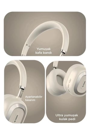 Özel Seri Torima Bluetooth Kulaklık Kulak Üstü HD70 Bej Telefon Eşyası Teknik Ürün Hediyelik Eşya