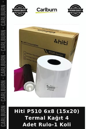 Hiti P510 6x8 (15x20) Termal Kağıt 4 Adet Rulo-1 Koli Ofis Sarf Cihaz Rulosu Stüdyo Kağıdı