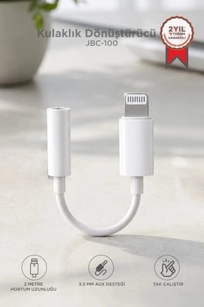 Özel Üretim Torima Kulaklık Dönüştürücü İphone 7 Aux JBC100 Beyaz Ek Parça Ara Kablo Ses Adaptörü