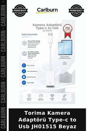 Özel Üretim Torima Kamera Adaptörü Type-c to Usb JH01515 Beyaz Mobil Okul Seyahat