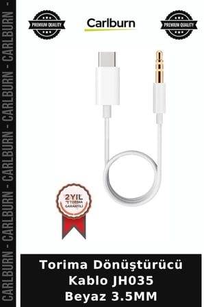 Premium Torima Dönüştürücü Kablo JH035 Beyaz 3.5MM Dijital Parça Ses Aktarıcı Müzik Kablosu