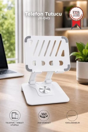 Özel Seri Torima Katlanabilir Masaüstü Telefon Tablet Tutucu JX045 Beyaz Aksesuar Oyun Minimalist