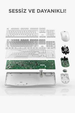 Delux Serisi Lenovo Usb Alıcılı Kablosuz Q Klavye Mouse Seti KN230 Beyaz Cihaz Ofis Masa