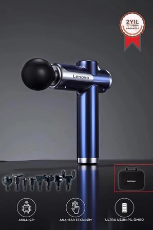 Lenovo N3 Mavi Darbeli Titreşimli Masaj Tabancası 1800mah Antrenman Sonu Aktif Yaşam Sporcu Aleti