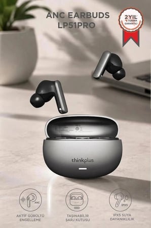 Özel Üretim Lenovo Thinkplus Bluetooth Kulaklık LP51 Pro Gri Taşınabilir Ses İletişim Aracı
