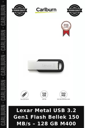 Lexar Metal USB 3.2 Gen1 Flash Bellek 150 MB/s – 128 GB M400 Bağlantı Taşınabilir Yedekleme