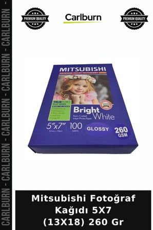 Mitsubishi Fotoğraf Kağıdı 5X7 (13X18) 260 Gr Fotoğrafçı Ürünü Baskı Malzemesi Parlak Kagıt