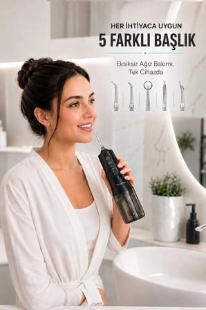 Şarjlı Ağız Duşu 4 Modlu Taşınabilir Ağız Bakım Cihazı OC01 Siyah Kişisel Temizlik Seyahat