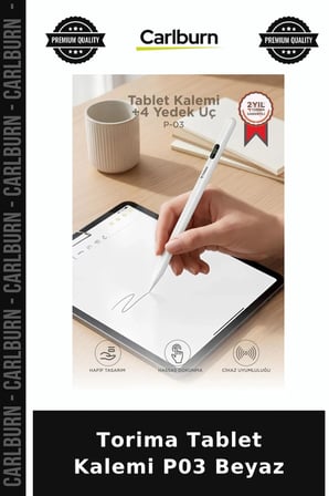 Delux Serisi Torima Tablet Kalemi P03 Beyaz Dokunmatik Sanat
