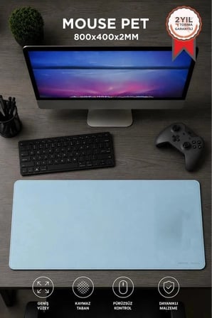 Lenovo Oyuncu Klavye Fare Altlığı 800*400MM Mavi Oyun Masası Masa Düzeni Ofis Gereci