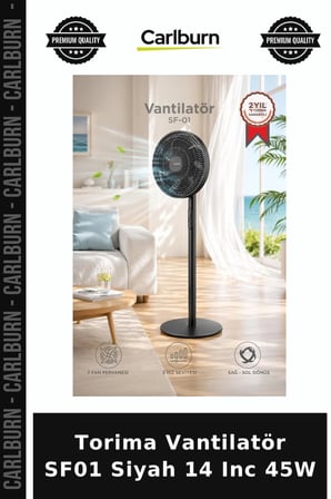 Delux Serisi Torima Vantilatör SF01 Siyah 14 Inc 45W Ayarlanabilir Serinletme