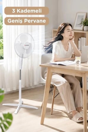 Delux Serisi Torima Vantilatör 16 Inc 55W Fan SF04 Beyaz Pratik Kullanım Mutfak İçin