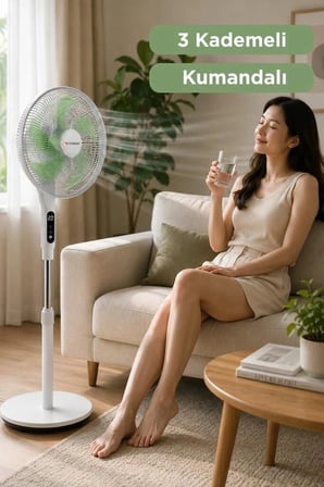 Delux Serisi Torima Vantilatör 16 Inc 50W Fan SF05 Beyaz Akışı Serinlik Konfor