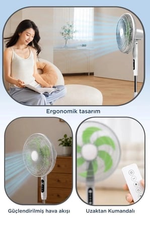 Delux Serisi Torima Vantilatör 16 Inc 50W Fan SF05 Beyaz Akışı Serinlik Konfor