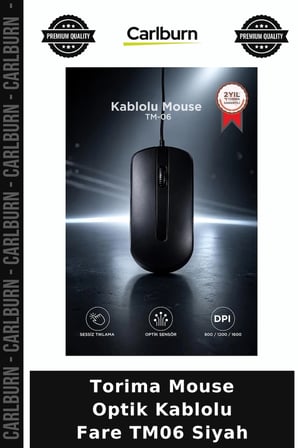 Delux Serisi Torima Mouse Optik Kablolu Fare TM06 Siyah Sessiz Sessizce Tuş