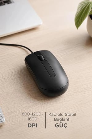 Delux Serisi Torima Mouse Optik Kablolu Fare TM06 Siyah Sessiz Sessizce Tuş