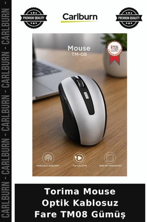 Özel Seri Torima Mouse Optik Kablosuz Fare TM08 Gümüş Fonksiyonel Cihaz Bilgisayar