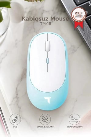 Özel Seri Torima Mouse Çift Modlu Sessiz Kablosuz Fare TM16 Mavi Modern Pratik Fonksiyonel