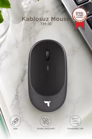 Premium Torima Mouse Çift Modlu Sessiz Kablosuz Fare TM16 Gri Bilgisayar Faresi Teknolojik Ürün