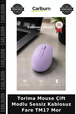 Torima Mouse Çift Modlu Sessiz Kablosuz Fare TM17 Mor Bilgisayar Aksesuarı Akıllı Aksesuar