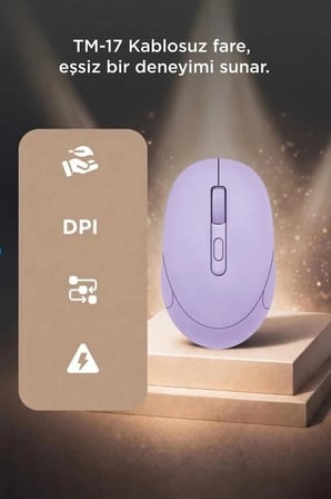 Torima Mouse Çift Modlu Sessiz Kablosuz Fare TM17 Mor Bilgisayar Aksesuarı Akıllı Aksesuar