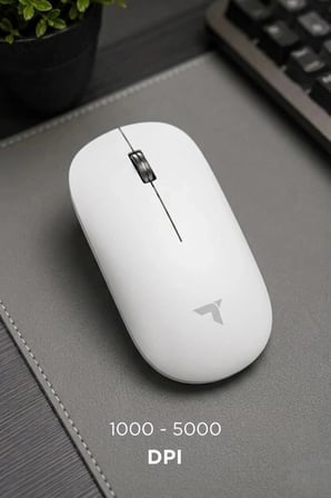 Premium Torima Mouse Çift Modlu Sessiz Kablosuz Fare TM19 Beyaz Bluetooth Telefon Şarjlı