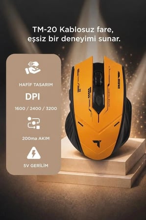 Torima Mouse Çift Modlu Sessiz Kablosuz Oyuncu Fare TM20 Bilgisayar Faresi Aksesuar Gümüş Renk