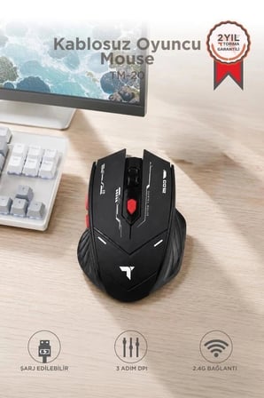 Torima Mouse Çift Modlu Sessiz Kablosuz Oyuncu Fare TM20 Siyah Masaüstü Şarjlı Bilgisayar Aksesuarı