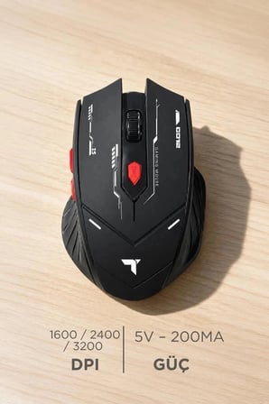 Torima Mouse Çift Modlu Sessiz Kablosuz Oyuncu Fare TM20 Siyah Masaüstü Şarjlı Bilgisayar Aksesuarı