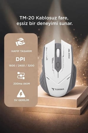 Premium Torima Mouse Çift Modlu Sessiz Kablosuz TM20 Oyun Ekipmanı Oyuncu Faresi Ekipman