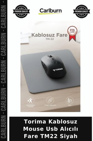 Premium Torima Kablosuz Mouse Usb Alıcılı Fare TM22 Siyah Dizüstü İş Pratik
