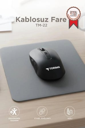 Premium Torima Kablosuz Mouse Usb Alıcılı Fare TM22 Siyah Dizüstü İş Pratik
