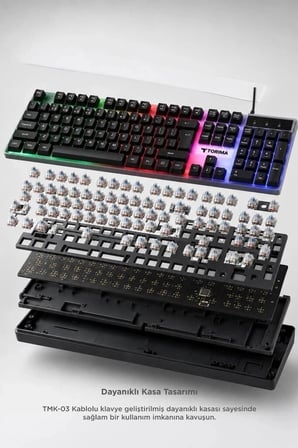 Premium Torima Oyuncu Rgb Işıklı Kablolu Q Klavye Ve Mouse Seti TMK03 Masa Düzeni Oyun Donanımı