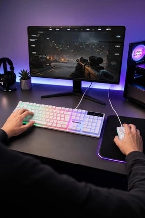 Torima Oyuncu Rgb Işıklı Kablolu Q Klavye Ve Mouse Seti TMK03 Beyaz Sistem Parçası Oyun Aleti