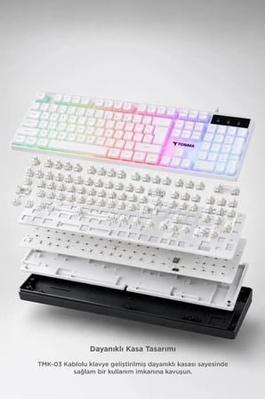 Torima Oyuncu Rgb Işıklı Kablolu Q Klavye Ve Mouse Seti TMK03 Beyaz Sistem Parçası Oyun Aleti