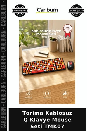 Delux Serisi Torima Kablosuz Q Klavye Mouse Seti TMK07 Bilgisayar Yenilikçi Alternatif