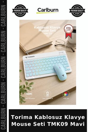 Premium Torima Kablosuz Klavye Mouse Seti TMK09 Mavi Günlük Kullanım Bilişim Aracı Masa Düzeni